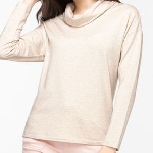 Oatmeal Cowl Neck Knit Top